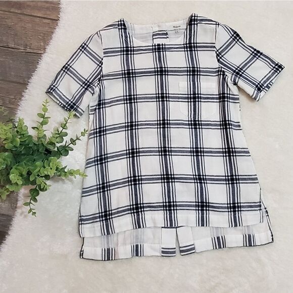 Madewell Blue and White Plaid Industry Button-Back Top, Size XXS - Picture 2 of 8